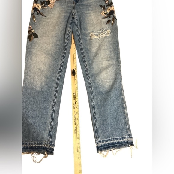 Abercrombie & Fitch Embroidered Boho Annie High Rise Girlfriend Size 25 - Picture 6 of 8